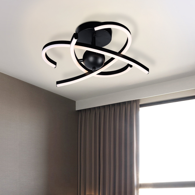 Modern Minimalist LED Ceiling Lamp with Simple Fashion Design High-Quality Black & Sliver Finish for Hotel School Home