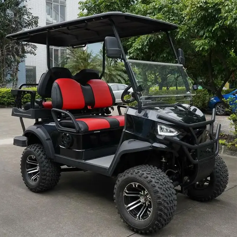 Fábrica mais recente Design exclusivo Inteligente Levantado Carrinho De Golfe 4 Seater Elétrico Caça Golf Carts 48V 72V Bateria De Lítio Golf Carts