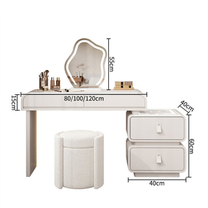 <span class=keywords><strong>Table</strong></span> de toilette en bois haut de gamme avec tabouret, blanc crème, commode intelligente avec rangement, <span class=keywords><strong>table</strong></span> de maquillage moderne pour fille avec haut-parleur - Product Image 6