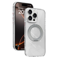 Étui de téléphone de support rotatif à 360 ° de luxe pour iPhone 13 14 15 16 Pro Max Plus couverture antichoc de Charge sans fil magnétique transparente