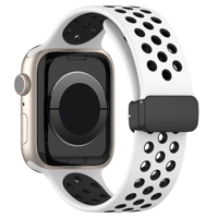 Bracelets de luxe bicolores pour Apple Watch Series, bracelet en silicone 7 8 9 10, bracelets sport magnétiques design, montre intelligente