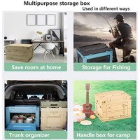 Boîte de rangement pliante couvercle en bois épaissi extérieur multifonctionnel Camping voiture boîte de rangement
