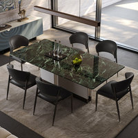 Table à manger rectangulaire moderne en marbre de luxe pour 6 à 8 personnes, pour salon, hôtel, usage domestique, imperméable et durable