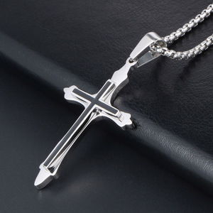 <b>Cross</b> Pendant Stainless Steel Necklace Men's Fashion Jewelry Gift SP277 - Product Image 3