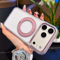 Étui de luxe pivotant à 360° avec cadre métallique plat pour iPhone 18 Pro 17 16 15, coque arrière transparente anti-rayures