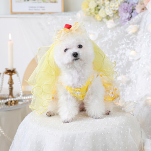 PETCIRCLE Vêtements pour animaux de compagnie printemps/été pour chiens et chats, robes d'été à fleurs et voiles - Product Image 2