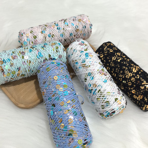 Toplu güçlü akrilik karışımlı iplik tıknaz örgü Polyester payet ipliği el örgü için boyalı desen rengi ile - Product Image 3