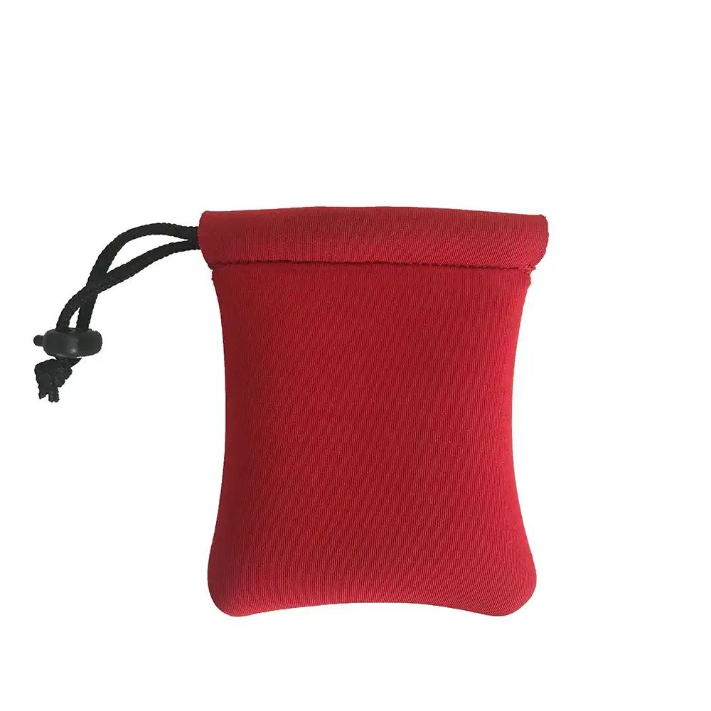 Bolsa de neoprene vermelha impermeável, cordão com botão preto