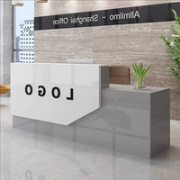 Petite Réception Bois Debout Blanc Brillant Grand Bureau Moderne Bureau de Réception Bureau de Service Caissier Salon de Beauté bar