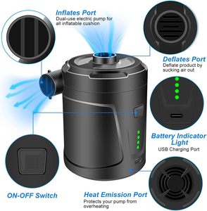 Factory Low MOQ Customized Free LOGO Electric Rechargeable <strong>Mini</strong> Air Pump 5200mAh Portable Camping <strong>Pool</strong> Swimming Ring Vacuum Bag - Product Image 5