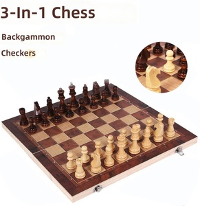 Set di Scacchi in Legno 3-in-1 con Backgammon e Dama, Gioco da Viaggio Pieghevole per Bambini e Adulti Principianti, 13 Pollici - Product Image 4