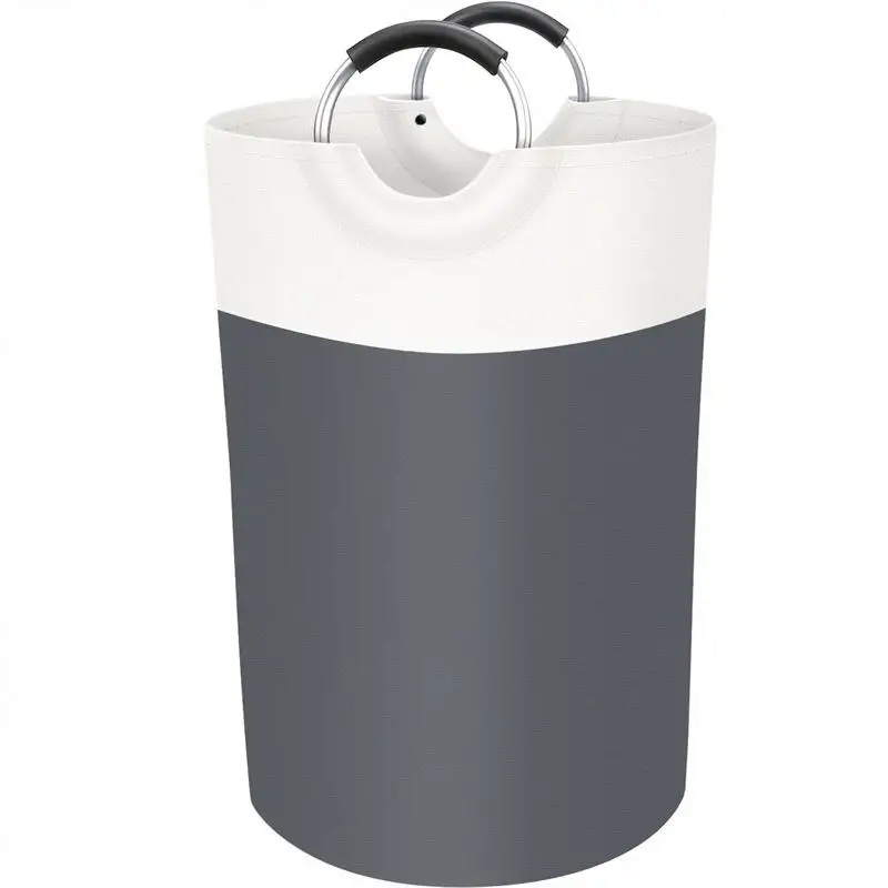 New Dust-proof Vertical Large Capacity Canvas Collapsible Laundry Basket Storage Basket PE Coated Laundry Bag with handle