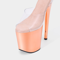 Nouvelles Sandales à Talons Hauts pour Femmes, 20CM/8", en PVC, à Bride Cheville, Plateforme, pour Soirée et Danse du Ventre