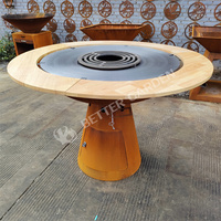 Table de barbecue au charbon de bois BETTER GARDEN BG4 en acier Corten finition rouille pour 3 à 5 personnes, design moderne, cuisson en extérieur facile