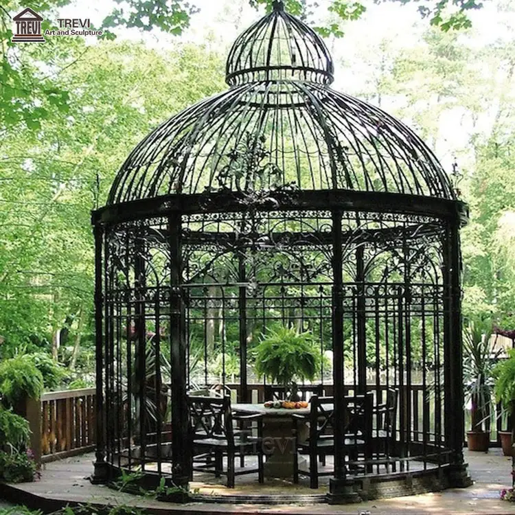 High quality outdoor garden outdoor round black wrought iron wedding pavilion