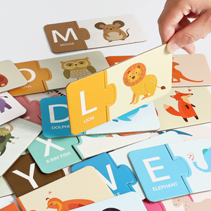 Aprendizaje de ortografía educativa temprana 26 alfabetos de madera número letra emparejamiento juego de cartas juguetes educativos para niños niñas - Product Image 1