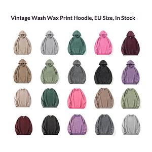 Sweat-shirt à col rond en coton batik vieilli personnalisé avec logo, couleur unie, ample, pour <span class=keywords><strong>homme</strong></span> et femme, 360g - Product Image 1