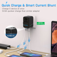 Soket dinding adaptor perjalanan Universal PD45W pengisi daya Cepat USB Tipe C adaptor perjalanan Universal adaptor daya perjalanan internasional