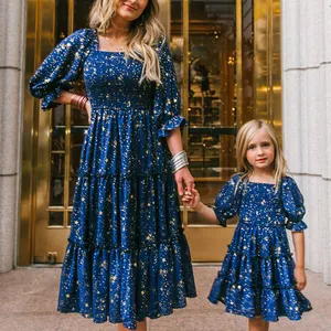 Ensembles assortis famille maman et moi tenues d'été famille ensemble robe robes mignonnes pour femmes été