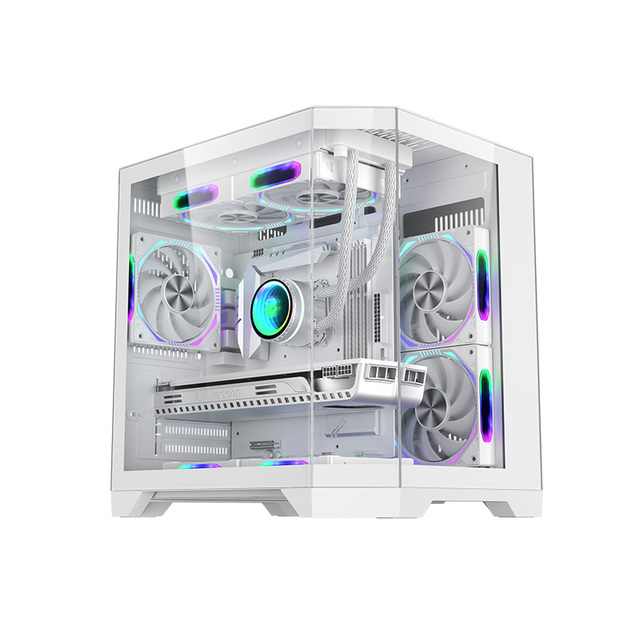 M-ATX Mid Tower Gaming case with Tempered Glass & Mesh Panel. Support 240mm Desktop DIY Gaming PC.