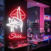 Enseigne néon LED personnalisée, motif geste 'Shhh' avec lèvres, pour Chambre, Fête, Club, Salon de beauté