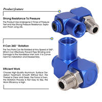 1/4" NPT 360 °   Raccord de tuyau d'air pivotant en aluminium anodisé, joint pneumatique fileté pour outils pneumatiques et compresseurs d'air, rouge et bleu