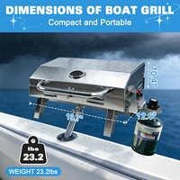 Barbecue de bateau, 360 °   Support réglable, grande surface de cuisson, allumage à un bouton, contrôle précis de la température