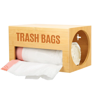 Porte-sacs poubelle en bambou, distributeur, organisateur de sacs poubelle de cuisine, support mural sous l'évier, organisateur de rangement pour armoire - Product Image 4