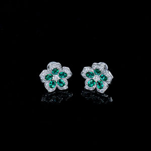 925 silver emerald <b>earrings</b> with five petal flower light luxury <b>earrings</b> - Product Image 3