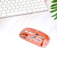 Mini Souris de Jeu Transparente 3 Modes 2.4G Sans Fil USB Rechargeable pour PC/Ordinateur Portable/Tablette
