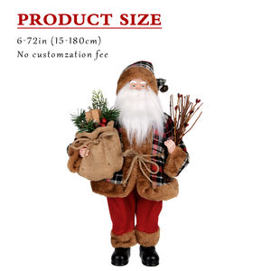 Décoration de Noël 2025 : Père Noël en feutre vintage marron dans une cheminée, en vente chaude - Product Image 1