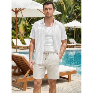 FOXA Short décontracté pour homme 7 pouces avec cordon de serrage, taille élastique, short de plage en molleton avec poches, respirant, pour l'été - Product Image 4