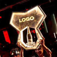 Présentoir à bouteilles LED avec logo personnalisé, support lumineux en acrylique pour vin, forme irrégulière, accessoire de service VIP pour boîte de nuit