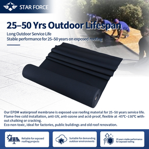 Membrane d'étanchéité en caoutchouc EPDM 1,5 mm 60 mil résistante aux UV pour la rénovation des toitures plates, durée de vie de 50 ans - Product Image 3