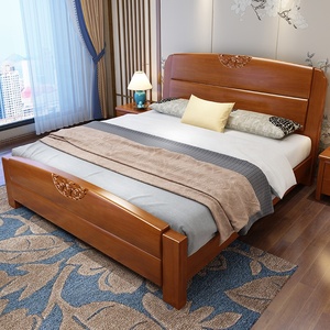 Ensemble de lits en bois massif classique chinois 2021 pour chambres à coucher, lit double pour adultes, cadre en bois avec rangement - Product Image 3