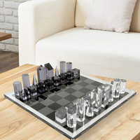 Jeu d'échecs moderne personnalisé pliable en acrylique quatre-en-un avec double plateau pour l'affichage, la décoration intérieure, les jeux de société, les cadeaux et le rangement