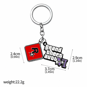 Llavero Metálico Personalizado con Logotipo de Empresa, Letra de Dibujos Animados en 2D y 3D, Esmalte Duro, <span class=keywords><strong>GTA</strong></span> <span class=keywords><strong>5</strong></span> 6, Llaveros de Juegos al por Mayor - Product Image 4