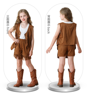 Ecoparty Western Cowboy Cowgirl <span class=keywords><strong>chaleco</strong></span> para niños niñas gamuza borla flecos <span class=keywords><strong>chaleco</strong></span> Top Halloween fiesta vestir vaquero <span class=keywords><strong>disfraz</strong></span> - Product Image 6