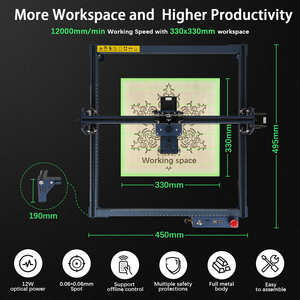 Amark taşınabilir CNC lazer gravür 6W/12W DIY Logo desen işaretleme için MDF ahşap restoran sanayi CO2 gravür makinesi - Product Image 6
