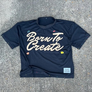 T-shirt pour homme surdimensionné vintage en coton 100% de haute qualité, longueur courte, 260 g/m², tricoté, été, avec broderie INS - Product Image 1