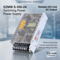 Alimentation à découpage (SMPS) à coque en fer massif SZMW S-100W-24V 4.5A CE RoHS à haute stabilité pour éclairage LED, caméras de vidéosurveillance et petites machines d'automatisation