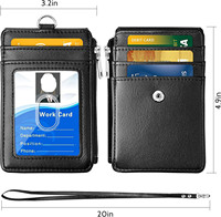 Dompet Kartu ID Kulit PU dengan 5 Slot Kartu, 1 Sisi dengan Kantong Anti-RFID, Kantong Perjalanan untuk Tas Sertifikat
