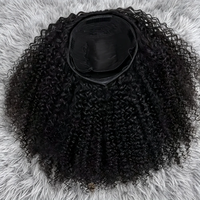 Perruque mi-tête en cheveux humains bouclés afro birmans, sans colle, avec cordon de serrage et clips discrets, idéale pour les débutantes