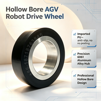 Roue motrice AGV de 8 pouces, silencieuse, résistante à l'usure et antidérapante, en PU à âme creuse, pour chariot AGV, robot mobile AMR