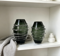 Vase en verre soufflé à la main RYLAVA, effet fumé, avec ruban en spirale transparent, vase à fleurs moderne pour la maison, le salon, les mariages, hydroponie