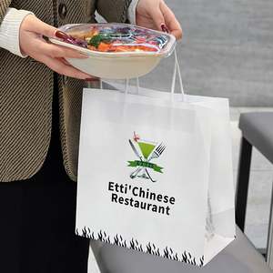 Bolsas de Papel Kraft Biodegradables Ecológicas Impresas Personalizadas con Asas para Comida para Llevar de Restaurantes - Product Image 2