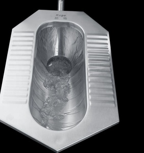 Inodoro de acero inoxidable para uso sanitario asiático, sartén para sentadillas con descarga - Product Image 2