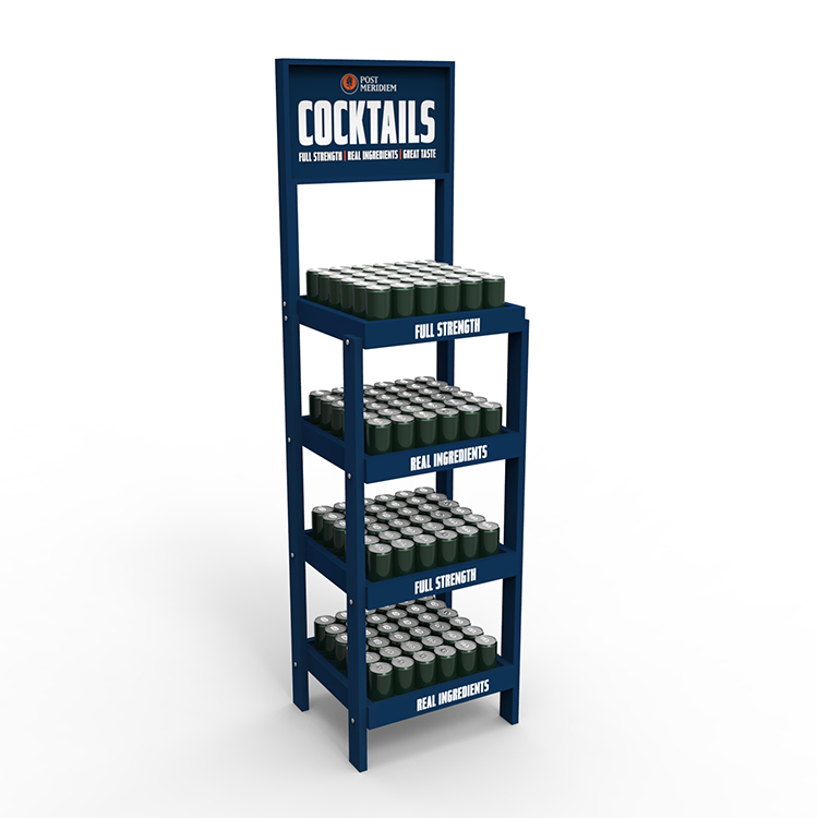 Modern Pine Wood 5-Layer Cocktail & Wine Display Stand with Wheels Easy Assembly Carton Packed for Wine Stores — view 1