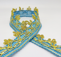 Tissu en dentelle à sequins 3D super brillants or et argent, avec chaîne à pampilles et cordon, dentelle guipure, élégant, romantique, classique, sexy, floral, ethnique