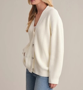 Camiseta sin mangas informal de algodón tejido de manga larga con botones - Product Image 2